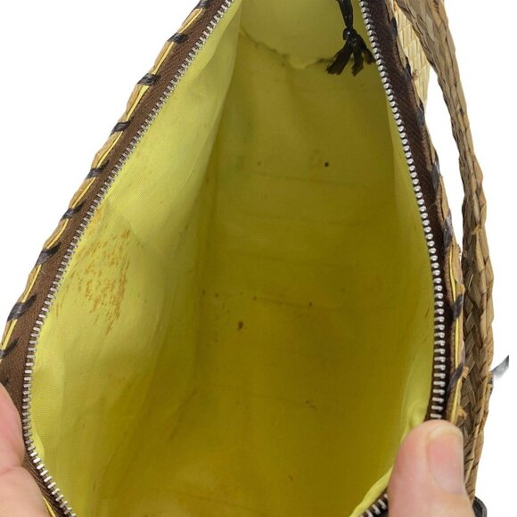 Vintage Woven Straw Purse Floral Festival Raffia Corn Husk Shoulder Bag Flowers - Picture 5 of 10